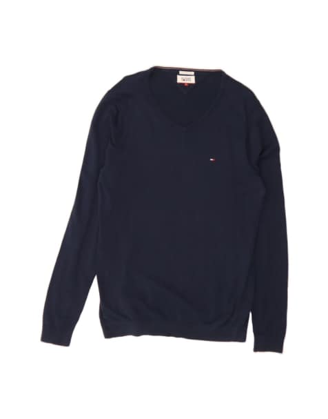 Vintage Tommy Hilfiger V-neck Jumper Sweater Large In Blue - view 1