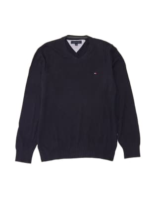 Vintage Tommy Hilfiger V-neck Jumper Sweater Large In Blue - view 1