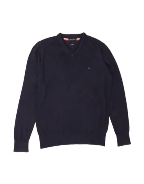 Vintage Tommy Hilfiger V-neck Jumper Sweater Large In Blue - view 1
