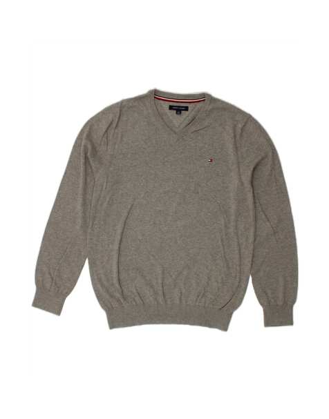 Vintage Tommy Hilfiger V-neck Jumper Sweater Large In Grey - view 1