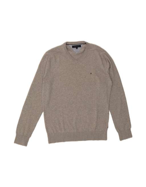 Vintage Tommy Hilfiger V-neck Jumper Sweater Large In Grey