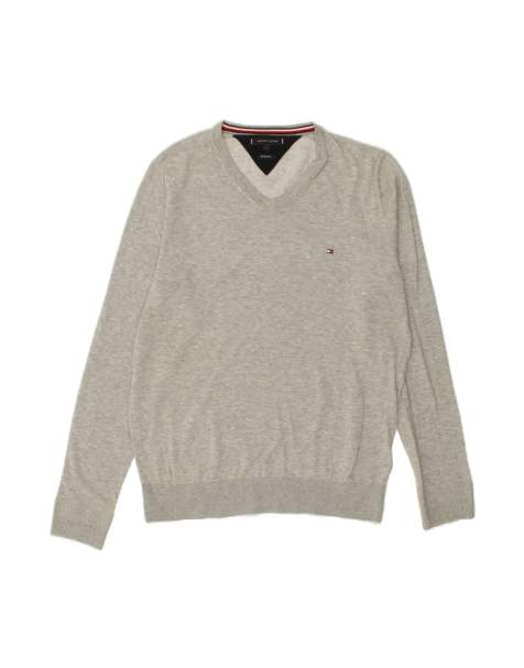 Vintage Tommy Hilfiger V-neck Jumper Sweater Large In Grey - view 1