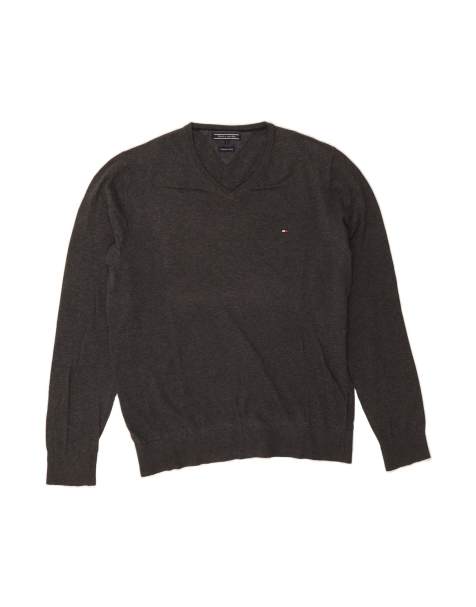 Vintage Tommy Hilfiger V-neck Jumper Sweater Large In Grey - view 1