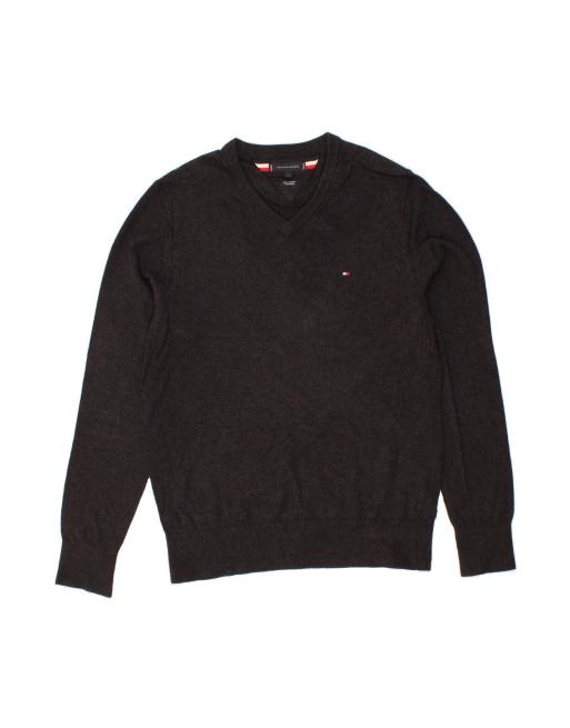 Vintage Tommy Hilfiger V-neck Jumper Sweater Large In Grey