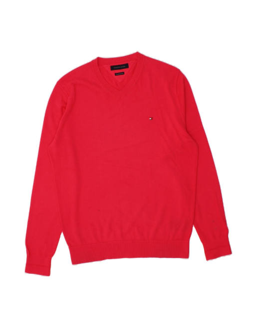 Vintage Tommy Hilfiger V-neck Jumper Sweater Large In Pink