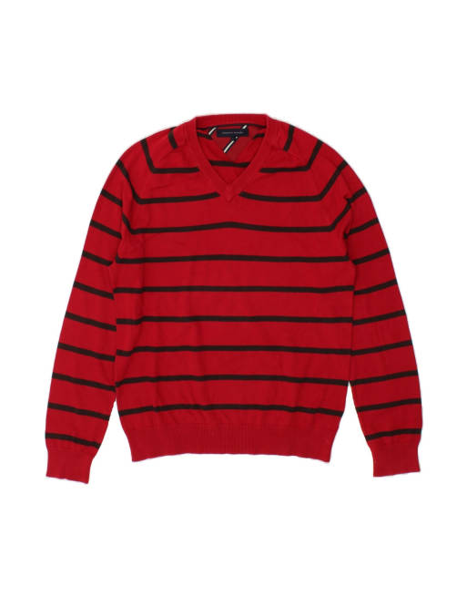 Vintage Tommy Hilfiger V-neck Jumper Sweater Large In Red Striped