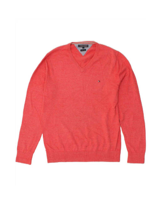 Vintage Tommy Hilfiger V-neck Jumper Sweater Large In Red