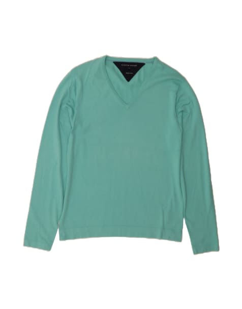 Vintage Tommy Hilfiger V-neck Jumper Sweater Large In Turquoise - view 1