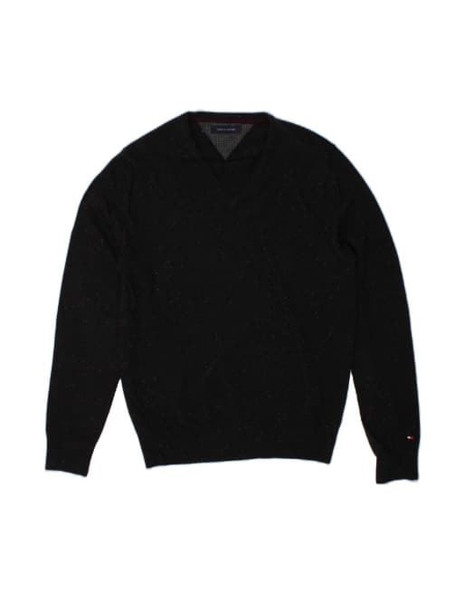 Vintage Tommy Hilfiger V-neck Jumper Sweater Medium In Blue Flecked