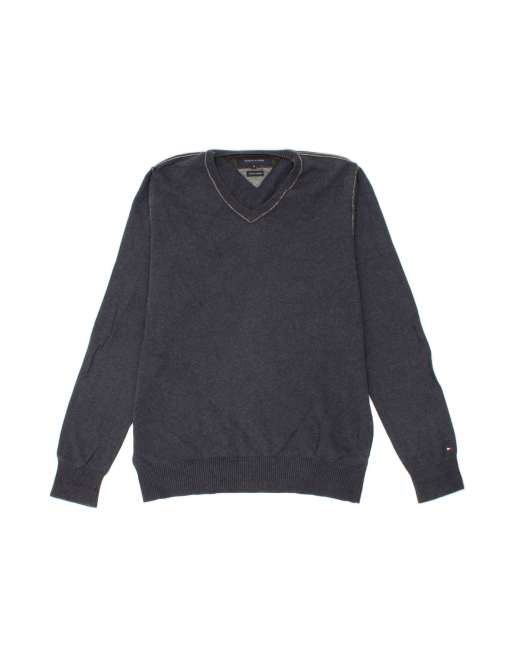 Vintage Tommy Hilfiger V-neck Jumper Sweater Medium In Blue