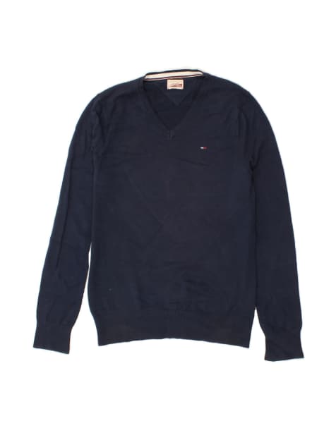 Vintage Tommy Hilfiger V-neck Jumper Sweater Medium In Blue - view 1