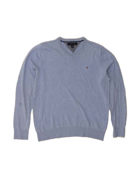Vintage Tommy Hilfiger V-neck Jumper Sweater Medium In Blue - view 1
