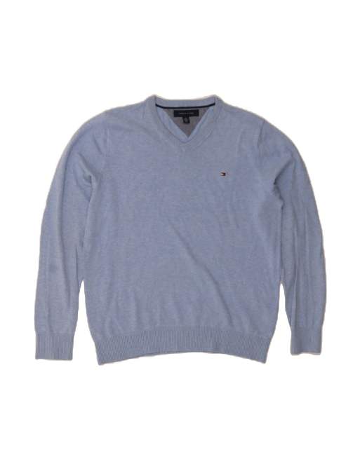 Vintage Tommy Hilfiger V-neck Jumper Sweater Medium In Blue