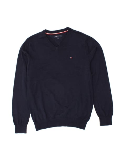 Vintage Tommy Hilfiger V-neck Jumper Sweater Medium In Blue - view 1