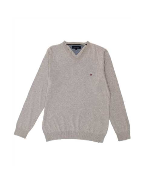 Vintage Tommy Hilfiger V-neck Jumper Sweater Medium In Grey - view 1
