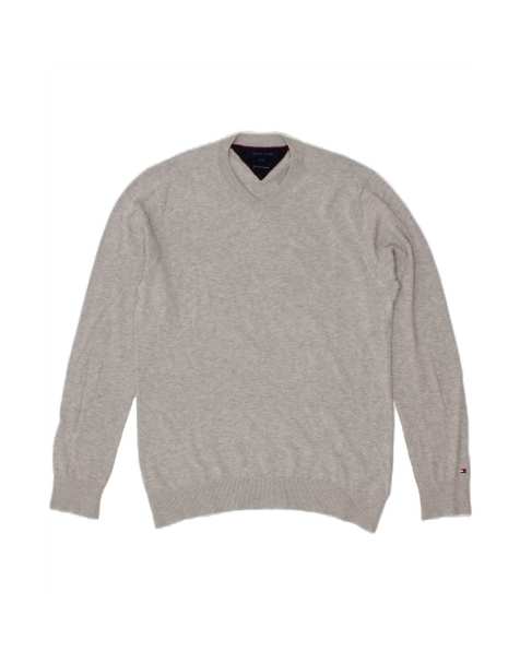 Vintage Tommy Hilfiger V-neck Jumper Sweater Medium In Grey - view 1