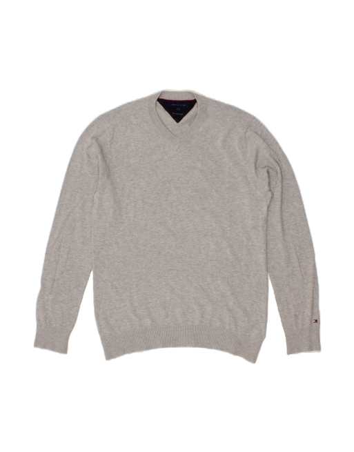 Vintage Tommy Hilfiger V-neck Jumper Sweater Medium In Grey