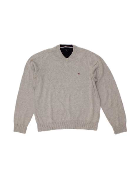 Vintage Tommy Hilfiger V-neck Jumper Sweater Medium In Grey - view 1
