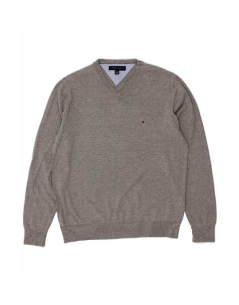 Vintage Tommy Hilfiger V-neck Jumper Sweater Medium In Grey - view 1
