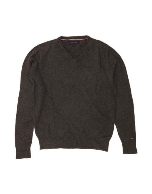 Vintage Tommy Hilfiger V-neck Jumper Sweater Medium In Grey