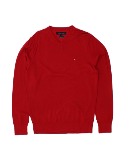 Vintage Tommy Hilfiger V-neck Jumper Sweater Medium In Red - view 1