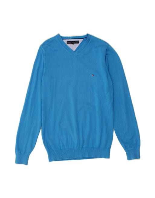 Vintage Tommy Hilfiger V-neck Jumper Sweater Small In Blue