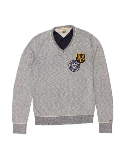 Vintage Tommy Hilfiger V-neck Jumper Sweater Small In Grey - view 1