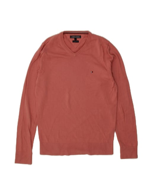 Vintage Tommy Hilfiger V-neck Jumper Sweater Small In Maroon