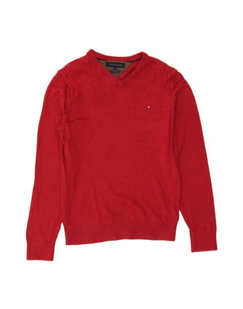 Vintage Tommy Hilfiger V-neck Jumper Sweater Small In Red - view 1