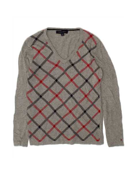 Vintage Tommy Hilfiger V-neck Jumper Sweater UK 10 Small In Grey - view 1