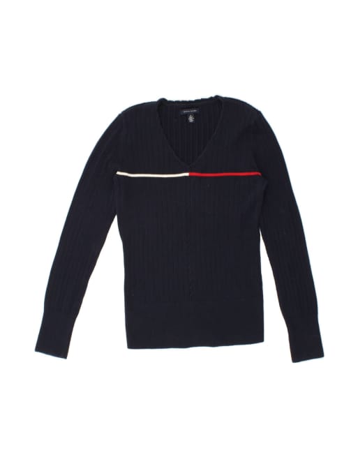 Vintage Tommy Hilfiger V-neck Jumper Sweater UK 12 Medium In Blue