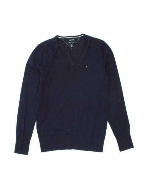 Vintage Tommy Hilfiger V-neck Jumper Sweater UK 12 Medium In Blue - view 1