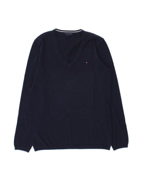 Vintage Tommy Hilfiger V-neck Jumper Sweater UK 14 Large In Blue - view 1