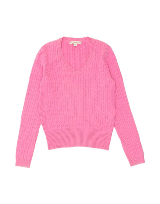 Vintage Tommy Hilfiger V-neck Jumper Sweater UK 14 Large In Pink