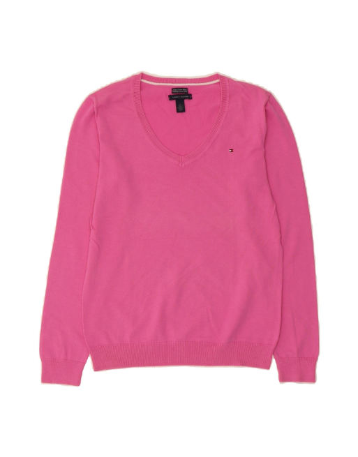 Vintage Tommy Hilfiger V-neck Jumper Sweater UK 14 Medium In Pink