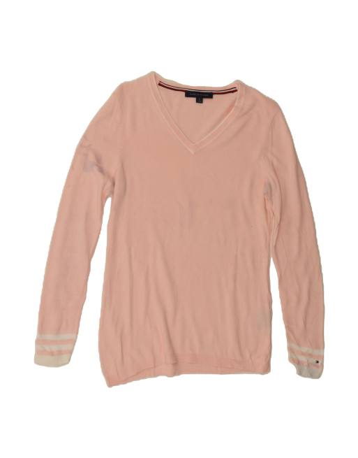 Vintage Tommy Hilfiger V-neck Jumper Sweater UK 14 Medium In Pink