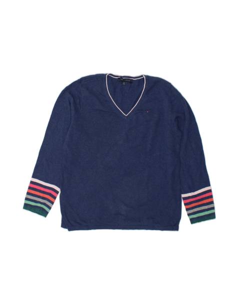 Vintage Tommy Hilfiger V-neck Jumper Sweater UK 16 Large In Blue - view 1