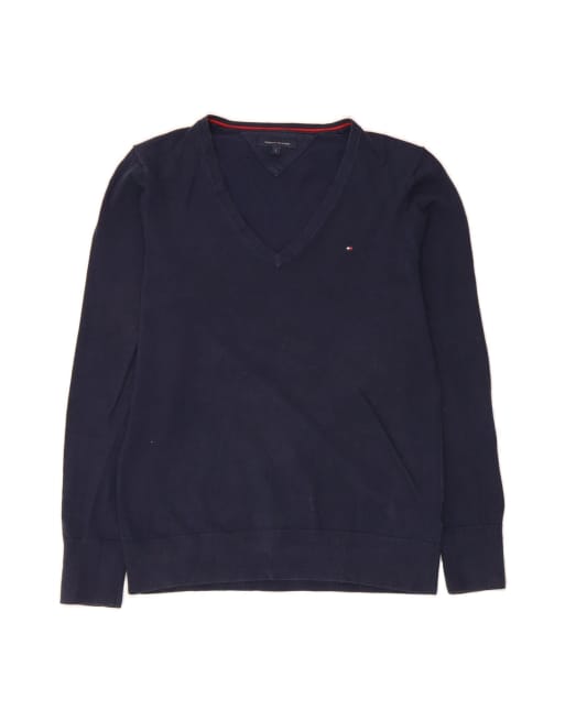 Vintage Tommy Hilfiger V-neck Jumper Sweater UK 16 Large In Blue