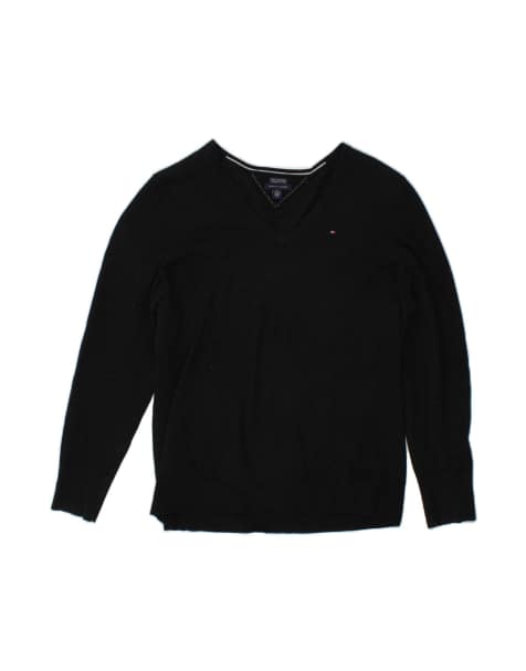 Vintage Tommy Hilfiger V-neck Jumper Sweater UK 18 XL In Black - view 1