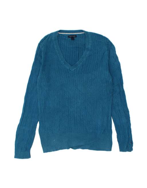 Vintage Tommy Hilfiger V-neck Jumper Sweater UK 18 XL In Blue