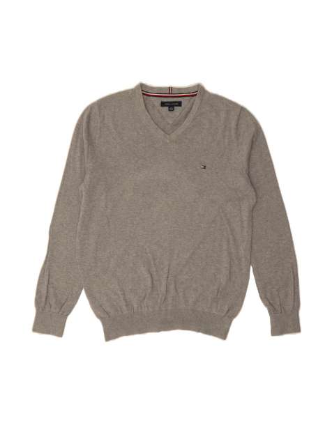 Vintage Tommy Hilfiger V-neck Jumper Sweater UK 18 XL In Grey - view 1