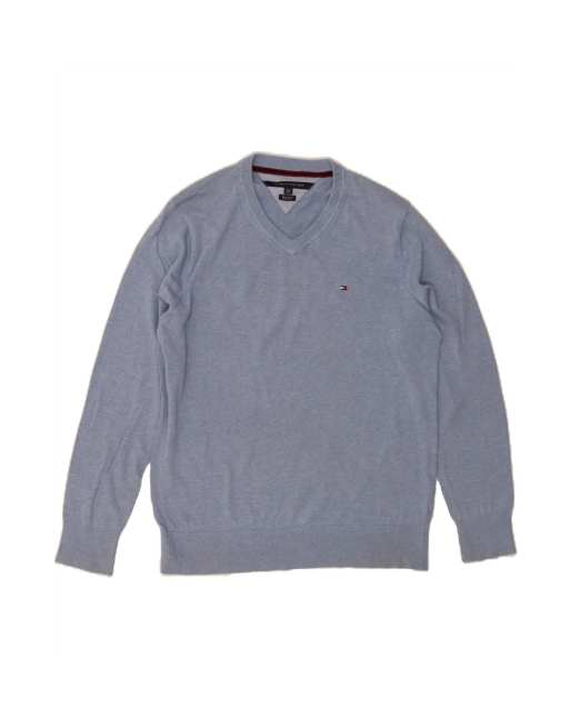Vintage Tommy Hilfiger V-neck Jumper Sweater XL In Blue