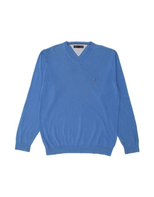 Vintage Tommy Hilfiger V-neck Jumper Sweater XL In Blue