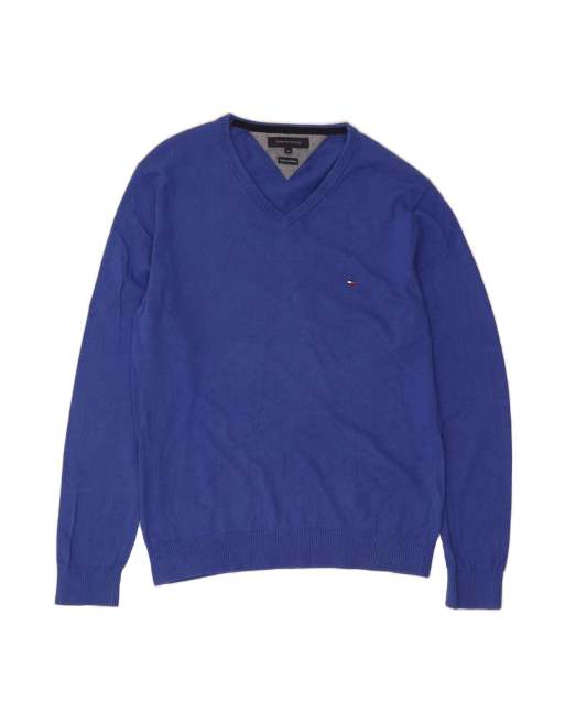 Vintage Tommy Hilfiger V-neck Jumper Sweater XL In Blue