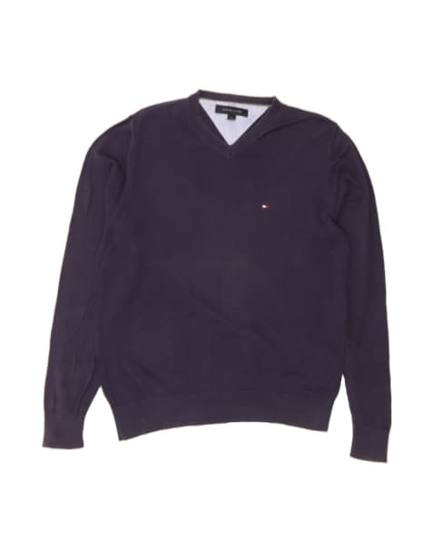 Vintage Tommy Hilfiger V-neck Jumper Sweater XS In Blue - view 1