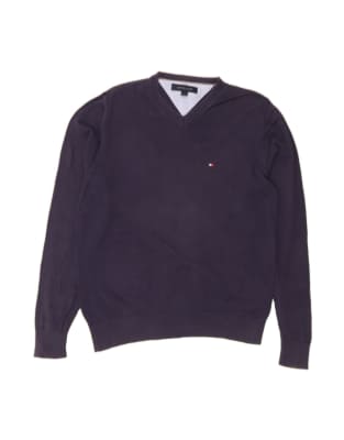 Vintage Tommy Hilfiger V-neck Jumper Sweater XS In Blue