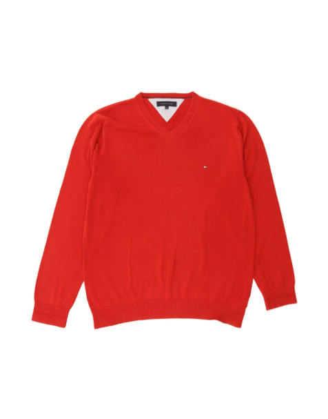 Vintage Tommy Hilfiger V-neck Jumper XL In Red - view 1