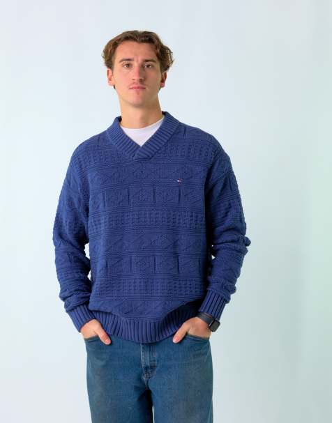 Vintage Tommy Hilfiger XL Knit Sweatshirt Blue - view 1
