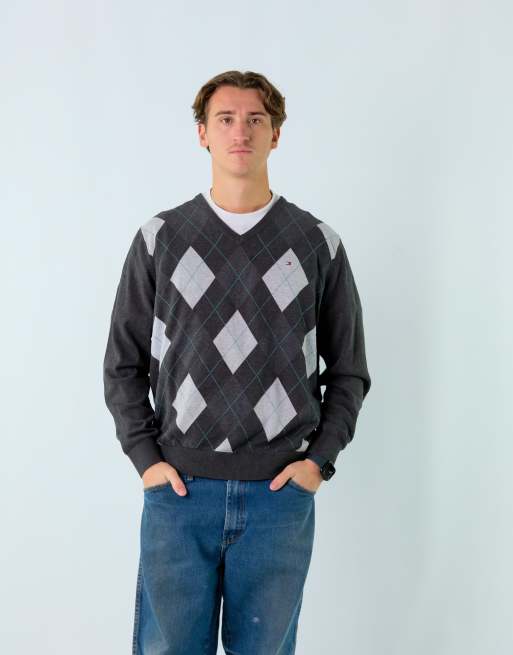 Vintage Tommy Hilfiger XL Knit Sweatshirt Charcoal Grey