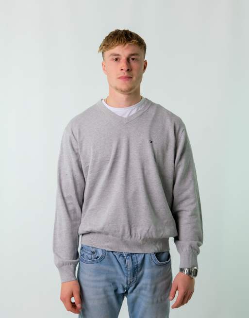 Vintage Tommy Hilfiger XL Knit Sweatshirt Light Grey